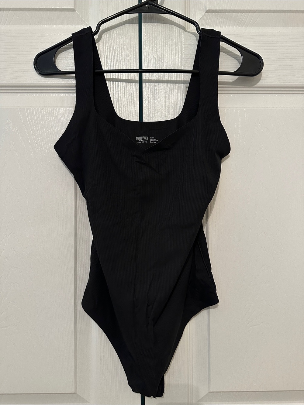 Smoothez by Aerie Black Ribbed Thong Bodysuit
